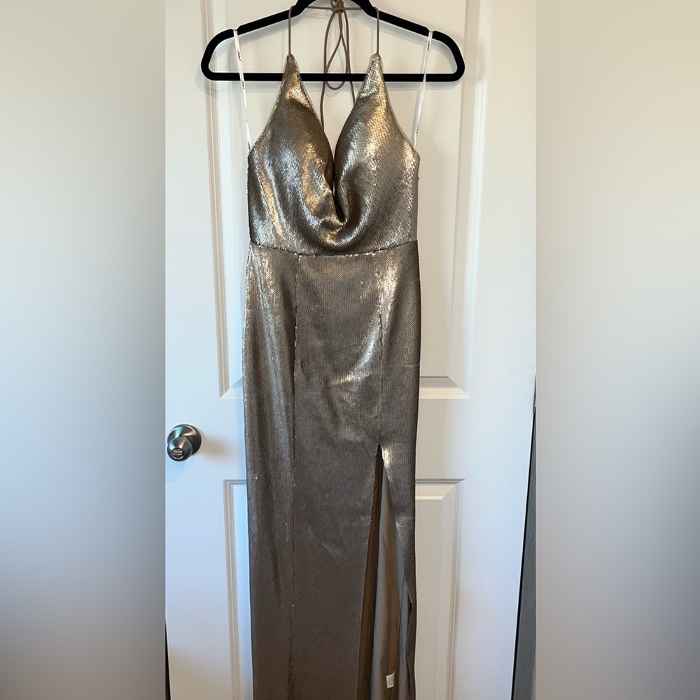 Jadore Australia Evening dress High Slit Sequin Gown Long Dress Party US 6 - Picture 3 of 10